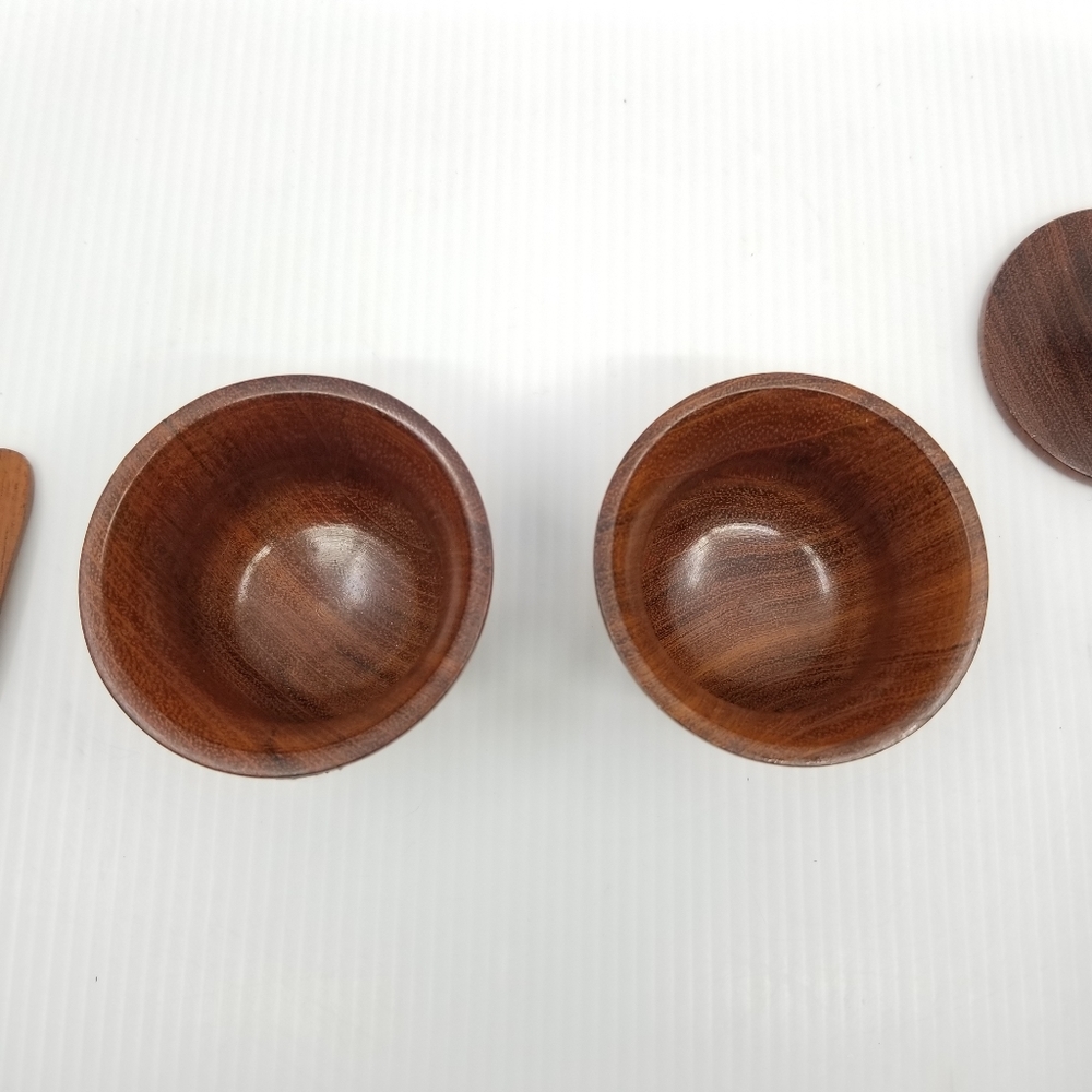 Primitive Farmhouse Condiment Spice Salt Pepper Wooden Set With Spoon‎ - Picture 6 of 10